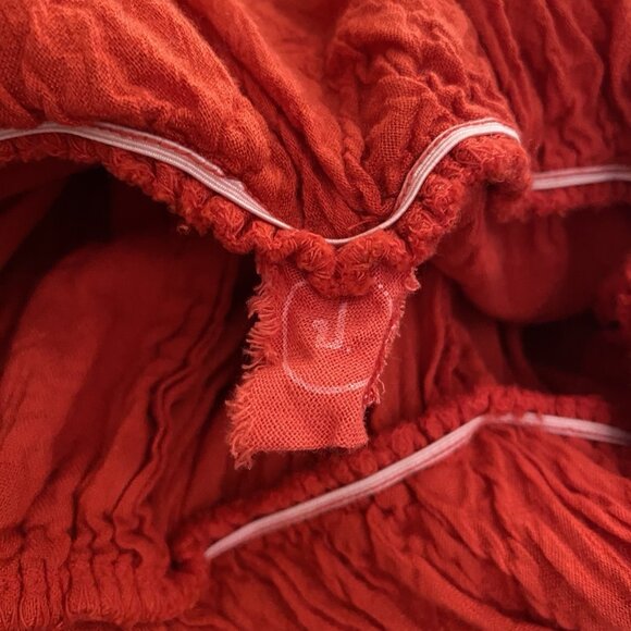 Red Wide Leg Palazzo Jumpsuit M Cotton V Neck Lightweight Summer Travel Resort - Picture 9 of 15